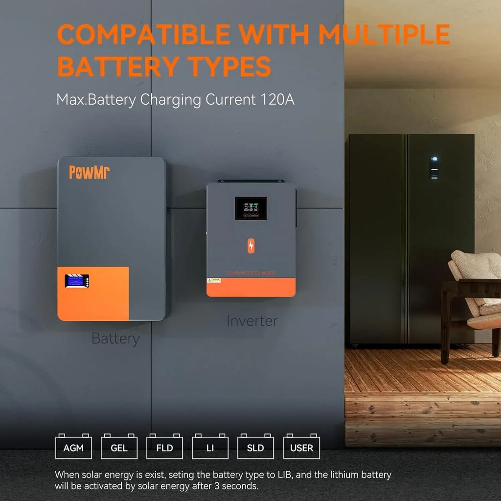 PowMr 6.2KW Hybrid Solar Inverter 24V 48V 230V Solar Charger